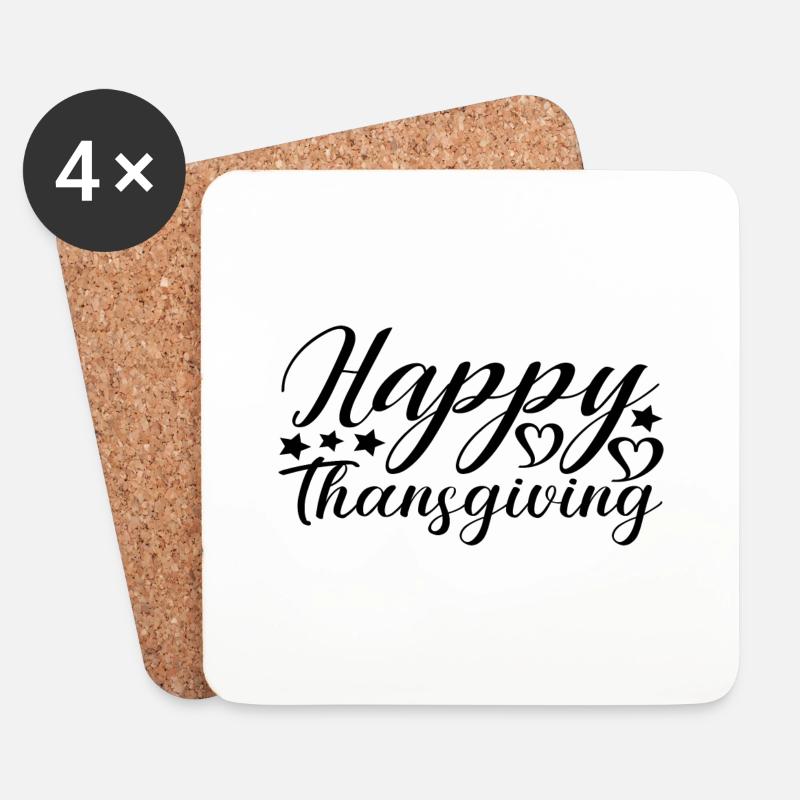 Happy Thansgiving - Untersetzer (4er-Set) - Weiß