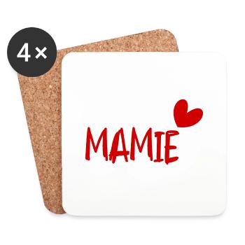 MAMIE. FÊTE DES MÈRES. BONNE FÊTE MAMIE. JE T'AIME - Dessous de verre (lot de 4) - blanc - Devant