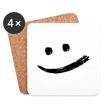 Joyeux créatif cool rieur vecteur de visage - Dessous de verre (lot de 4) - blanc - Devant