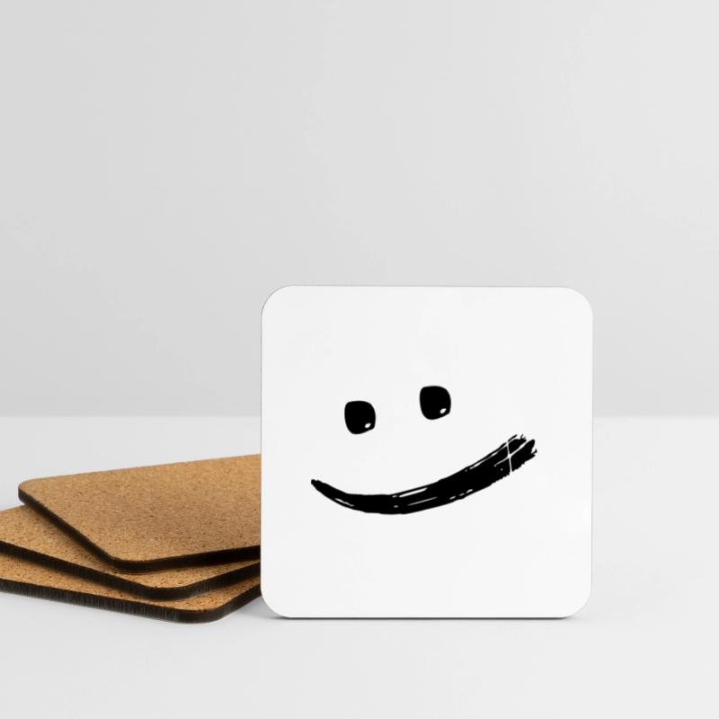 Cheerful creative cool laughing face vector Coasters (set of 4)
