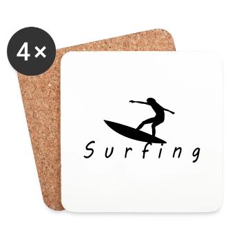 Lettrage de surf avec image - Dessous de verre (lot de 4) - blanc - Devant