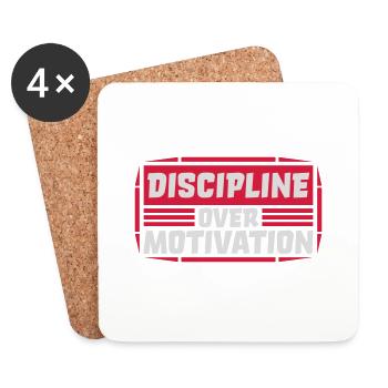 discipline over motivation quote - Coasters (set of 4) - white - Front