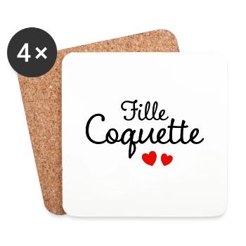 Femme Coquette Humour Mot Affectueux Couple - Dessous de verre (lot de 4) - blanc - Devant