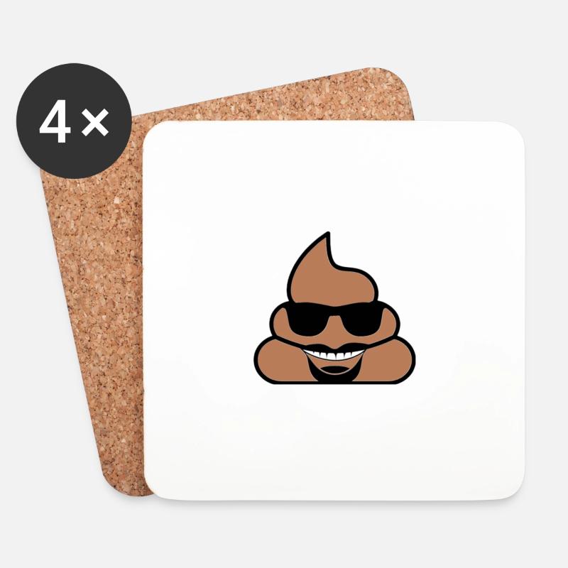 Poo mit Brille - Untersetzer (4er-Set) - Weiß