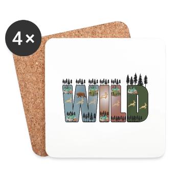 Wild, Wildnis, Wald, Bäume, Abenteuer, wandern - Untersetzer (4er-Set) - Weiß - Vorne