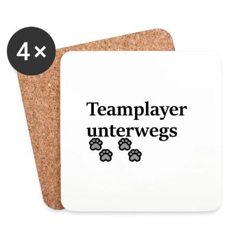 Teamplayer gibt es bei Zwei-und Vierbeinern. - Untersetzer (4er-Set) - Weiß - Vorne