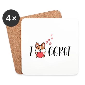 I Love Corgi with Heart - Print for Animal Lovers - Untersetzer (4er-Set) - Weiß - Vorne