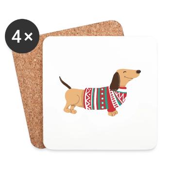 Funny Christmas Dachshund Christmas Dachshund Dog - Coasters (set of 4) - white - Front