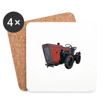 TZ4k kleiner Traktor Knicklenker - Untersetzer (4er-Set) - Weiß - Vorne