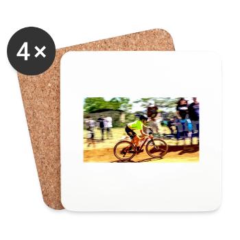 Mountainbiken bergab - Untersetzer (4er-Set) - Weiß - Vorne