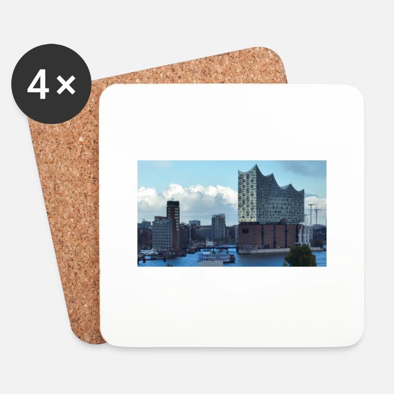 Elbphilharmonie Hamburg - Untersetzer (4er-Set) - Weiß
