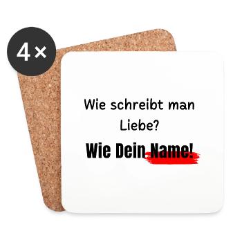 Wie schreibt man Liebe? - Untersetzer (4er-Set) - Weiß - Vorne