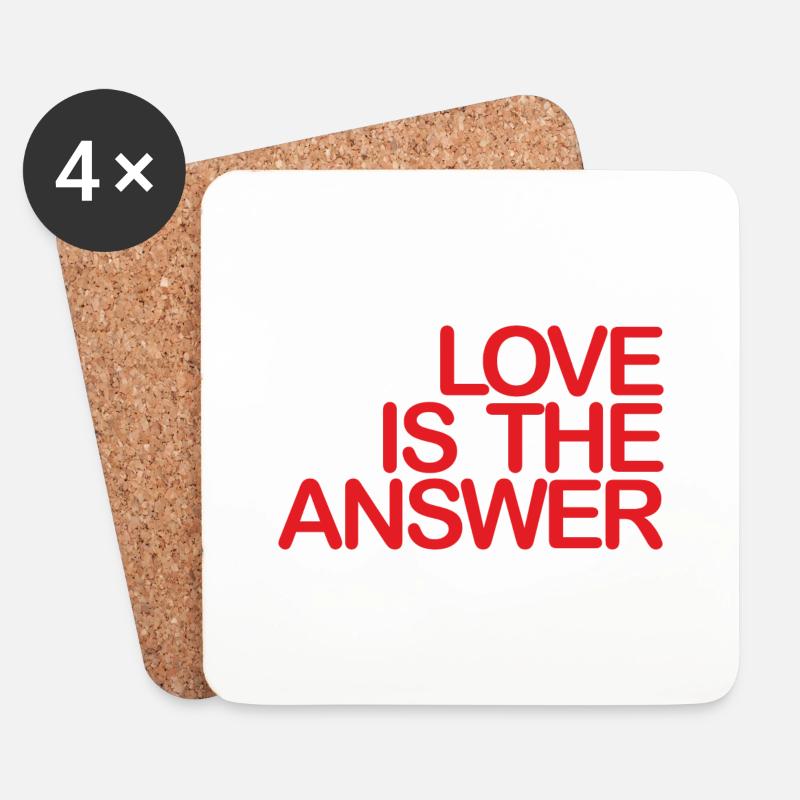 LOVE is the ANSWER 02rot - Untersetzer (4er-Set) - Weiß