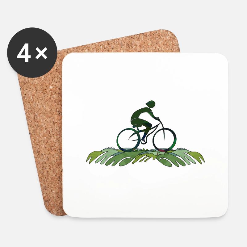 Radfahrer - Untersetzer (4er-Set) - Weiß