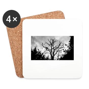Tree with its bare branches in the sky - Coasters (set of 4) - white - Front