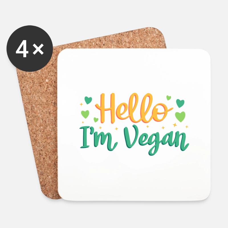 Hallo, ich bin Veganer - Untersetzer (4er-Set) - Weiß