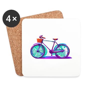 Bicycle Cycling Cyclists Cyclists Cyclists - Coasters (set of 4) - white - Front