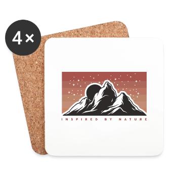 Montagnes, Grimpeurs, Nature, Aventure - Dessous de verre (lot de 4) - blanc - Devant