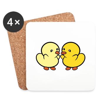 Duckie and Duck YAY - Coasters (set of 4) - white - Front