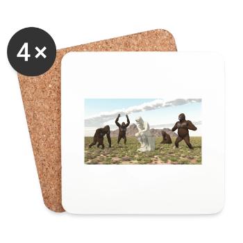 Gorillas with Thinker Sculpture - Coasters (set of 4) - white - Front