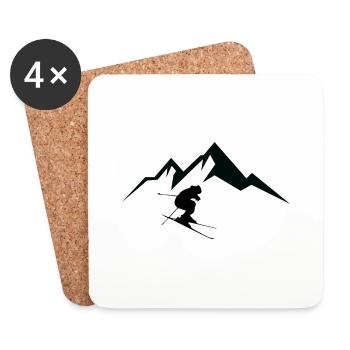 Skiing Ski fahren Ski Motiv für Schi Fahrer - Untersetzer (4er-Set) - Weiß - Vorne
