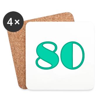 80. 80 YEARS. 80TH ANNIVERSARY. 80 YEARS ANNIVERSARY - Coasters (set of 4) - white - Front