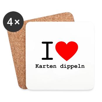 i love Karten dippeln - Karten spielen - Untersetzer (4er-Set) - Weiß - Vorne