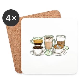 Kaffee Kaffeeliebhaber Kaffeetasse Barista Vintage - Untersetzer (4er-Set) - Weiß - Vorne