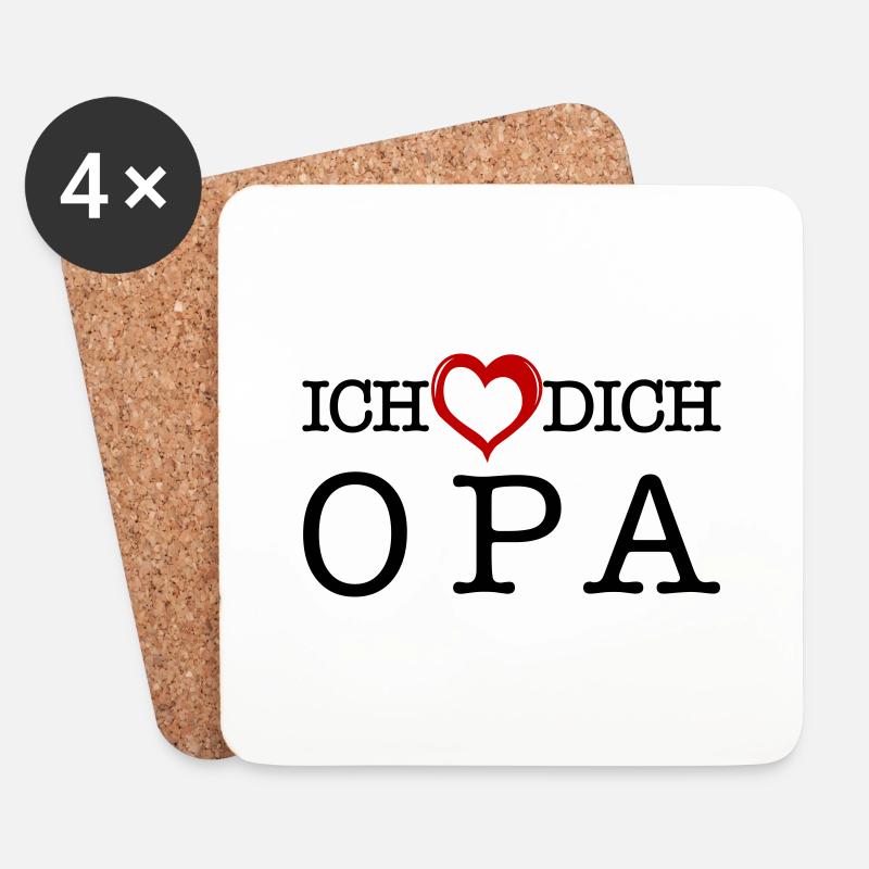 Ich liebe dich Opa - Untersetzer (4er-Set) - Weiß