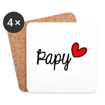 PAPY. FÊTE DES PÈRES. BONNE FÊTE PAPA. PAPA. FÊTE - Dessous de verre (lot de 4) - blanc - Devant