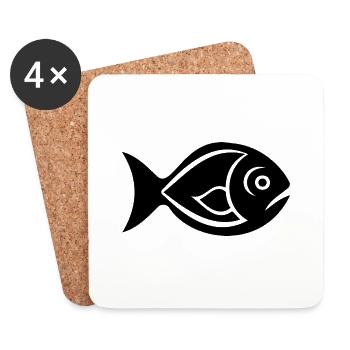 Pêche au poisson Pêche en mer - Dessous de verre (lot de 4) - blanc - Devant
