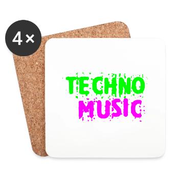 Musique techno - Dessous de verre (lot de 4) - blanc - Devant