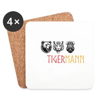 Bartliebhaber Vatertag Vater Bier Bär Tiger Mann - Untersetzer (4er-Set) - Weiß - Vorne