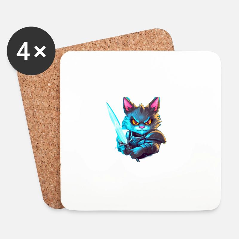 DarkCat (Dunkle Katze) - Untersetzer (4er-Set) - Weiß