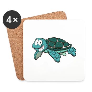 Tortue marine - Dessous de verre (lot de 4) - blanc - Devant