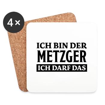 Metzger Spruch Fleischer Lustiges Metzger Geschenk - Untersetzer (4er-Set) - Weiß - Vorne