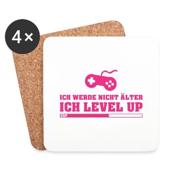 Geburtstag Level Up - Lustige Gamer Zocker - Untersetzer (4er-Set) - Weiß - Vorne