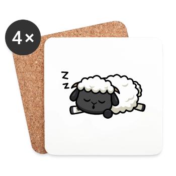 Sleeping lamb - Coasters (set of 4) - white - Front