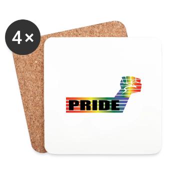 Gay Pride ! Gay et fier de l'être LGBTQ+ - Dessous de verre (lot de 4) - blanc - Devant