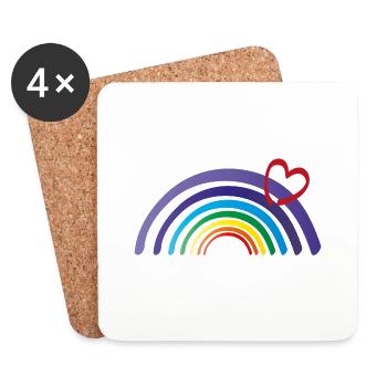 regenbogen mit herz - Untersetzer (4er-Set) - Weiß - Vorne