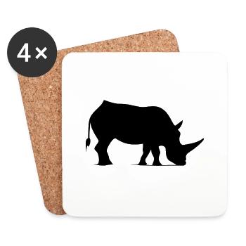 Majestic rhinoceros in simple icon design - Coasters (set of 4) - white - Front