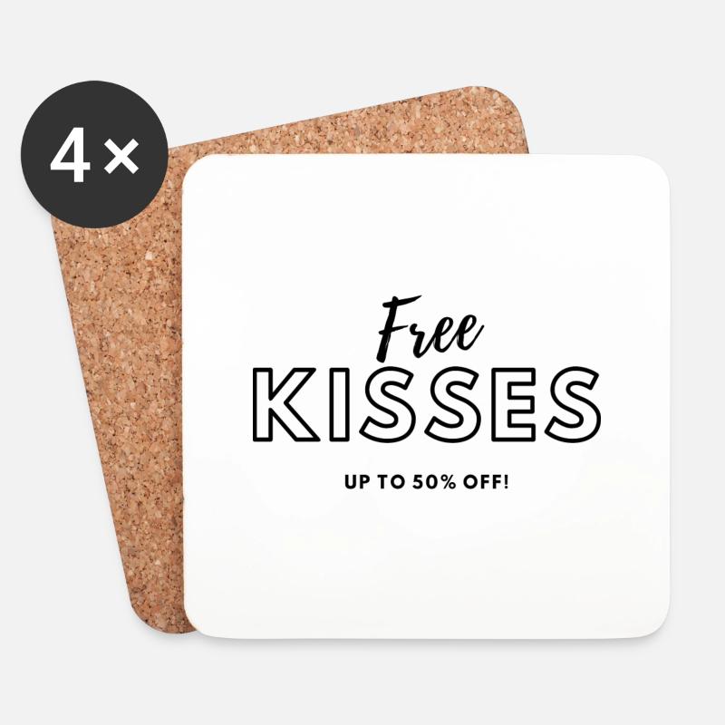 Freekisses2023 - Untersetzer (4er-Set) - Weiß