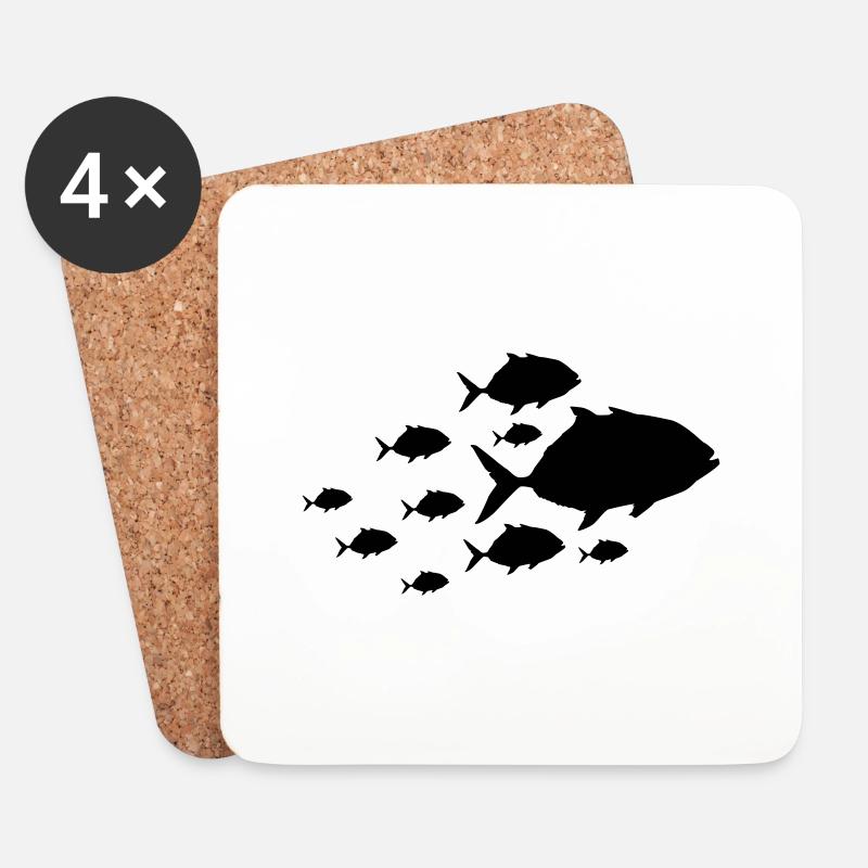 fisch piranha silhouette - Untersetzer (4er-Set) - Weiß
