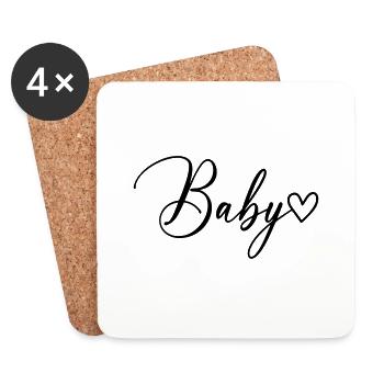 Baby Schrift - Untersetzer (4er-Set) - Weiß - Vorne