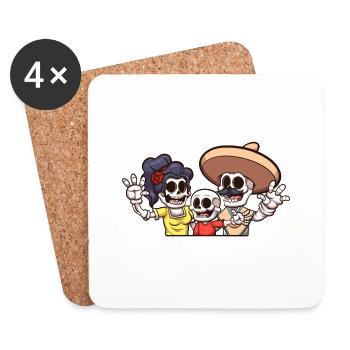 Famille de squelettes mexicains - Dessous de verre (lot de 4) - blanc - Devant