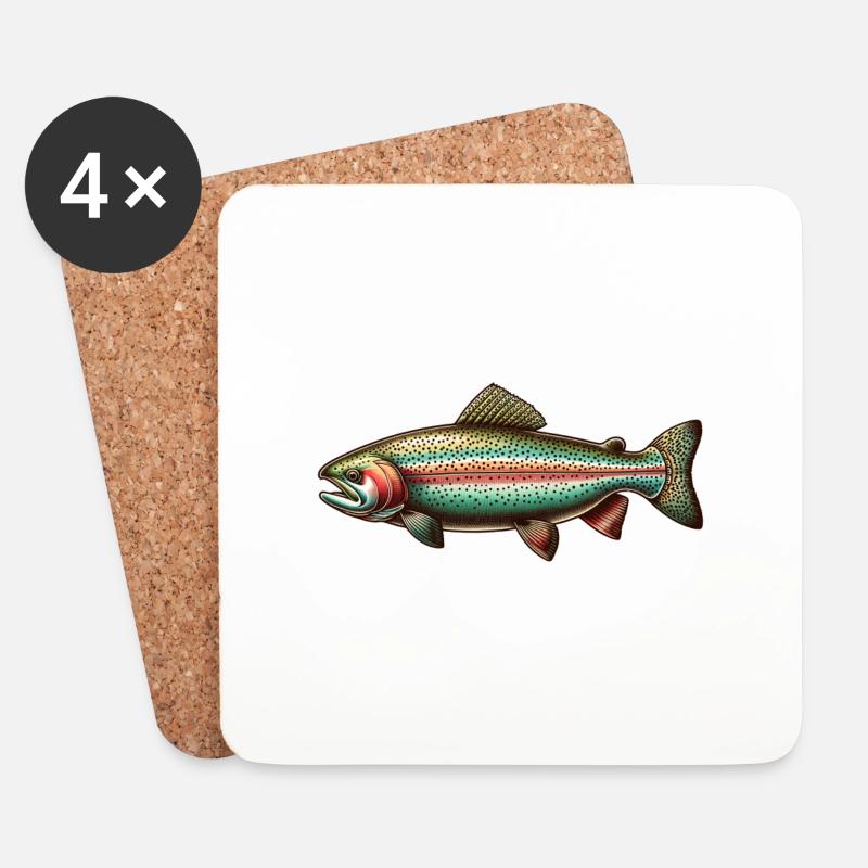 Regenbogenforelle - Untersetzer (4er-Set) - Weiß