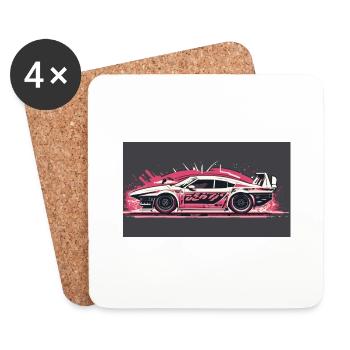 Voiture de course Splash - Dessous de verre (lot de 4) - blanc - Devant