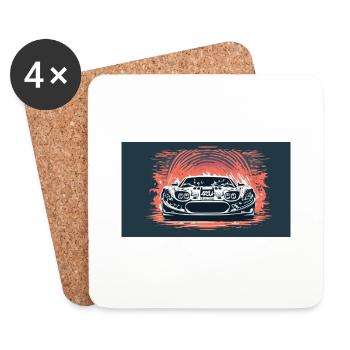 White Racecar in the Sunset - Untersetzer (4er-Set) - Weiß - Vorne