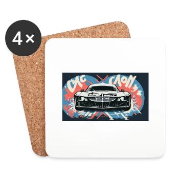 Headlights of a Racecar - Coasters (set of 4) - white - Front