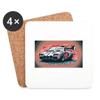 White Racecar (Racecar Collection) - Untersetzer (4er-Set) - Weiß - Vorne